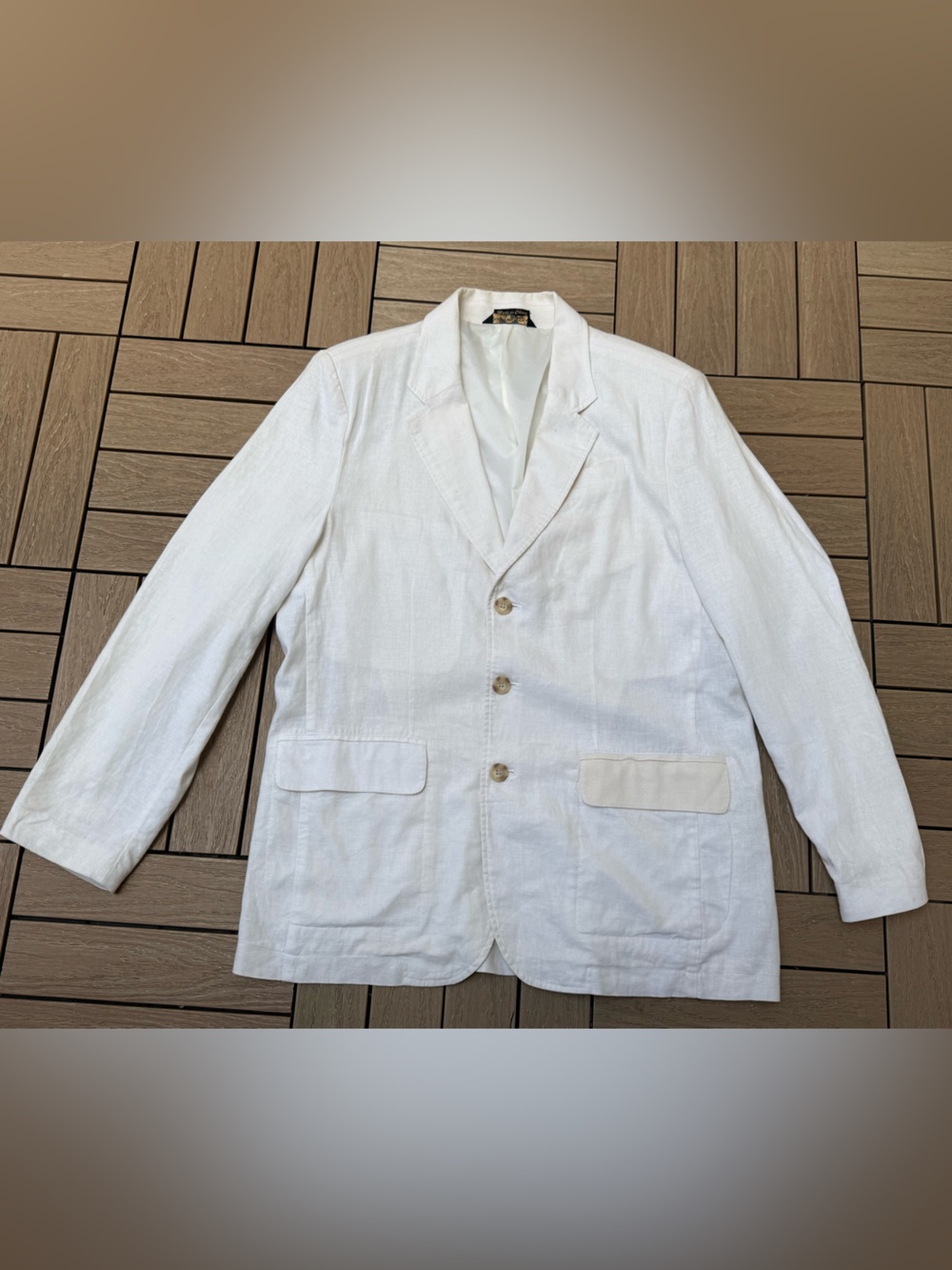 Andrew Fezza white linen notch lapel blazer